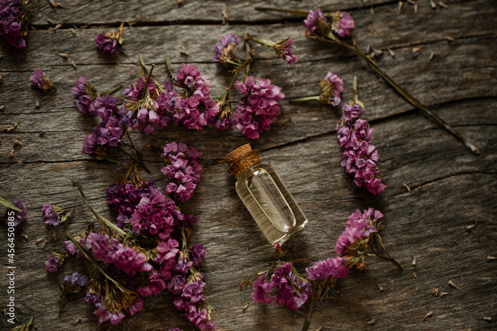 bunch of lavender flowers. Oil bottle. bunch of lavender flowers. Oil bottle.