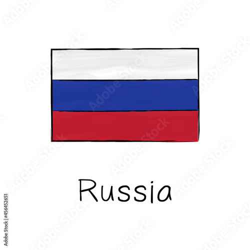 Russian country flag with signature, graphic element. Hand drawn vector illustration in sketch style. Free Download Russian country flag with signature, graphic element. Hand drawn vector illustration in sketch style. - GFXLoad