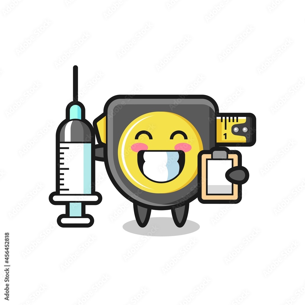 Mascot Illustration of tape measure as a doctor