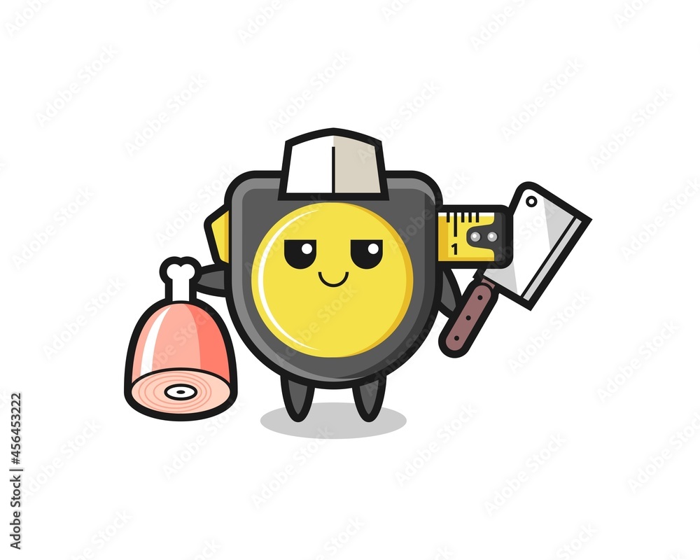 Illustration of tape measure character as a butcher Illustration of tape measure character as a butcher