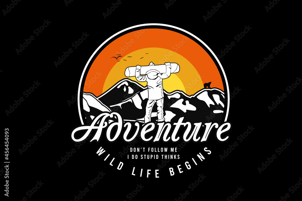 Adventure wild life begins, design silt retro style