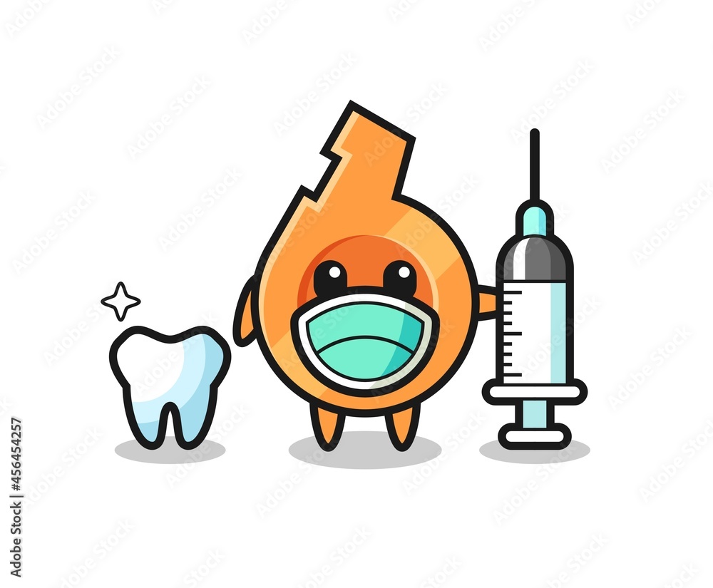 Mascot character of whistle as a dentist