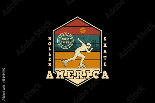 America roller skate, design silt retro style