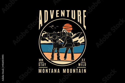 Adventure montana mountain, design silt retro style
