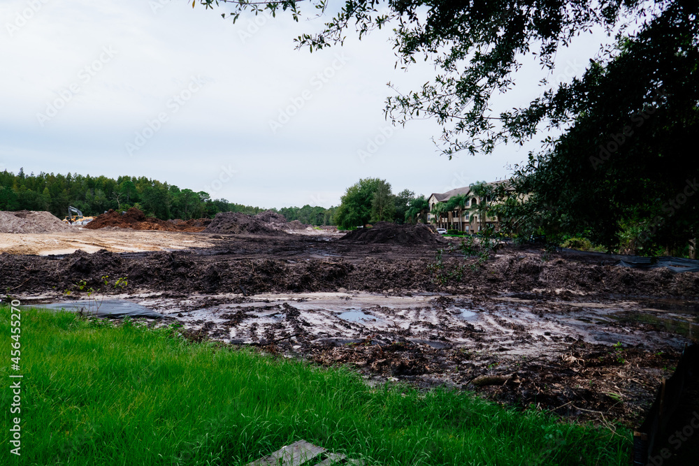 Tampa, FL, USA: 09 11 2021: a house construction site 