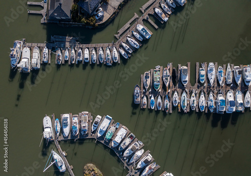 Aerial shot of a marina in the northern Bay Area of California photo