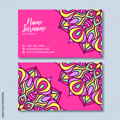 Vintage business card with mandala design