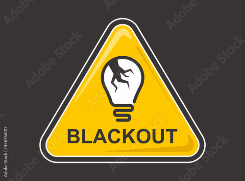 yellow blackout sign on a blue background. flat vector illustration