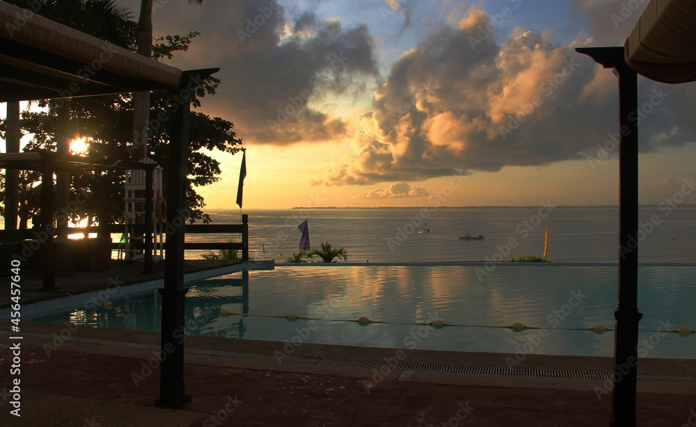 Sunrise in Magellan Bay in Cebu, Philippines 