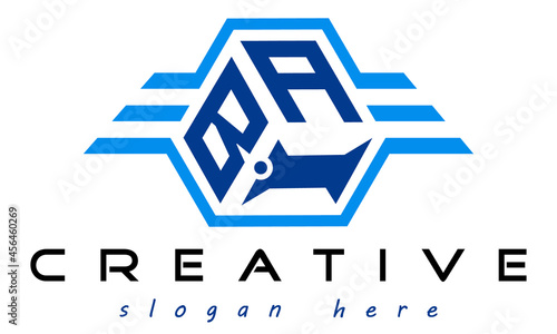 emblem badge with wings BAI letter  logo design vector, business logo, icon shape logo, stylish logo template