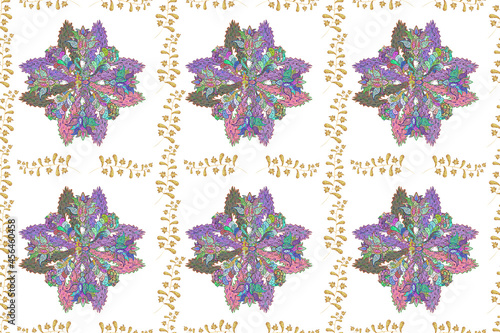 Seamless pattern with interesting doodles on colorfil background. photo