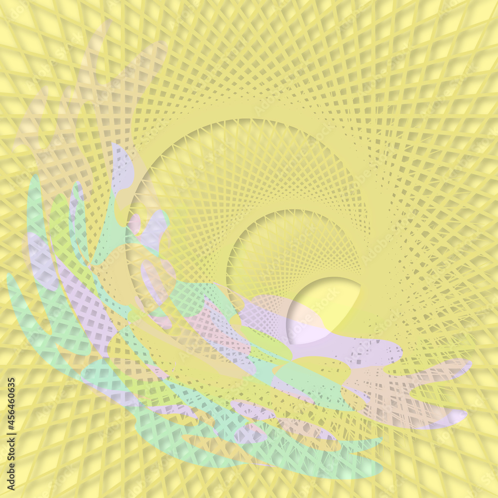 Obraz premium Abstract drawing with many yellow mesh structures.3d.