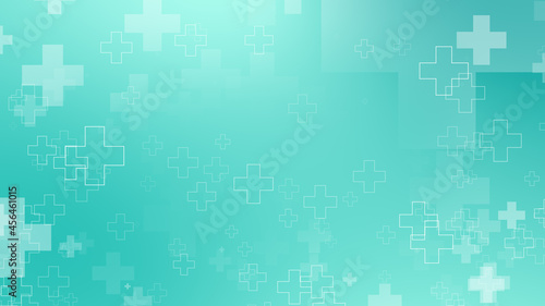 Abstract medical green blue cross pattern background.