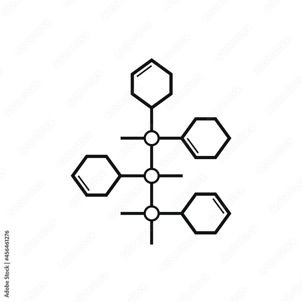 three hexagons and three circles connected by the line three hexagons and three circles connected by the line