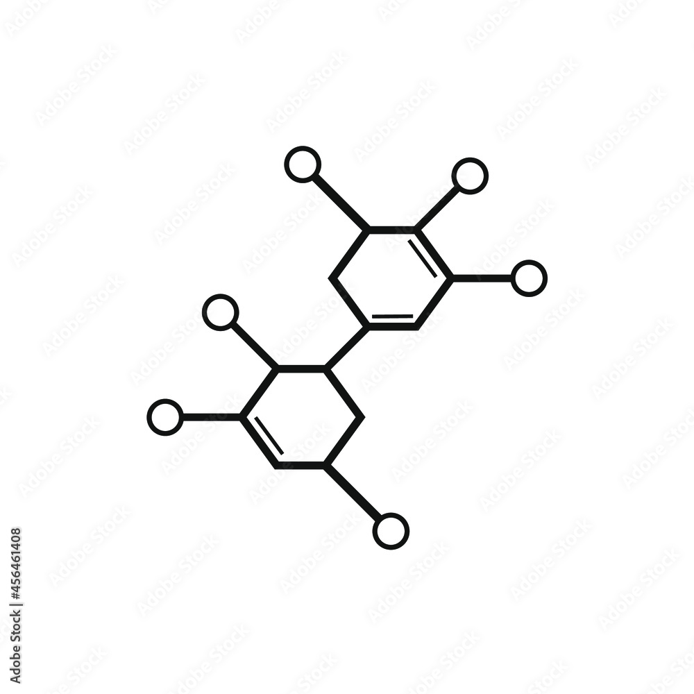 two hexagons connected by a line and pasted a circle line two hexagons connected by a line and pasted a circle line