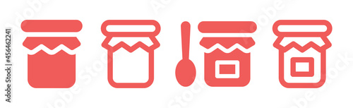 Jam jar icon. Honey jar icon vector set.