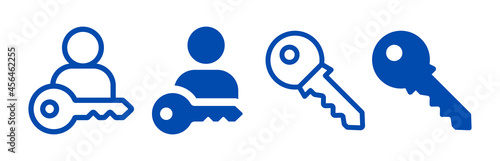 Photo User with key icon. Personal key icon. Security symbol