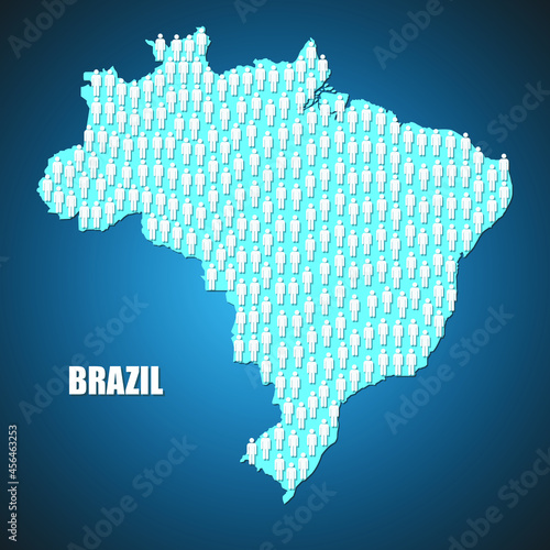 Illustrations concept - People symbols in shape of map of Brazil , overpopulation concept
