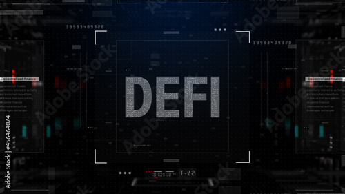 DEFI Decentralized finance is a blockchain-based form of finance not rely on central financial intermediaries, Technology future digital money exchange background. 3D Rendering