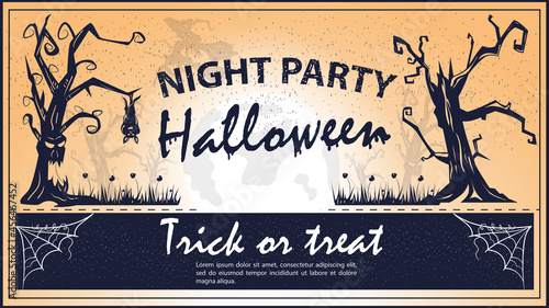 Vintage invitation for the Halloween holiday scary forest