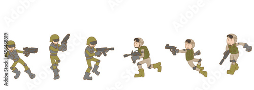シューティングゲームで戦うアバター兵士たち