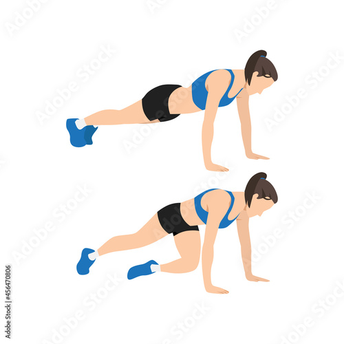 Woman doing Cross body mountain climbers exercise. Flat vector illustration isolated on white background photo