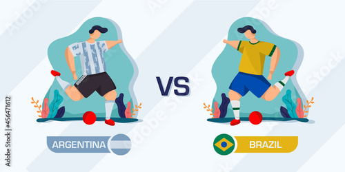 Argentina vs brazil flat illustration conmebol match photo