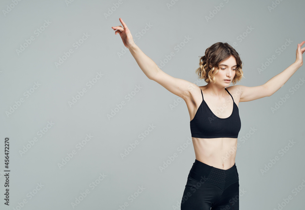 woman in sports uniform yoga balance fitness slim figure woman in sports uniform yoga balance fitness slim figure
