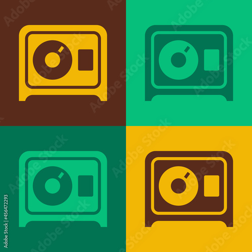 Pop art Safe icon isolated on color background. The door safe a bank vault with a combination lock. Reliable Data Protection. Vector
