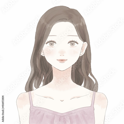 女性の正面・バストアップ　スキンケアのイメージ