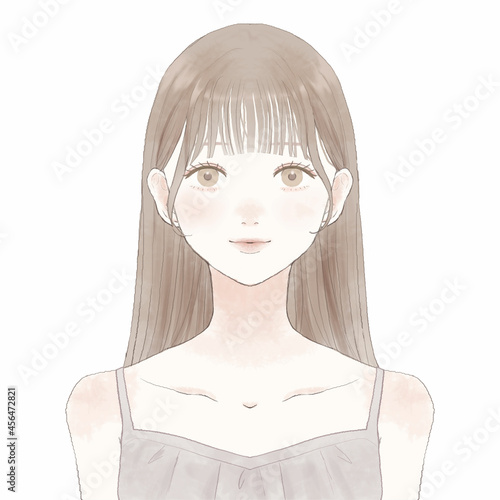 女性の正面・バストアップ　スキンケアのイメージ