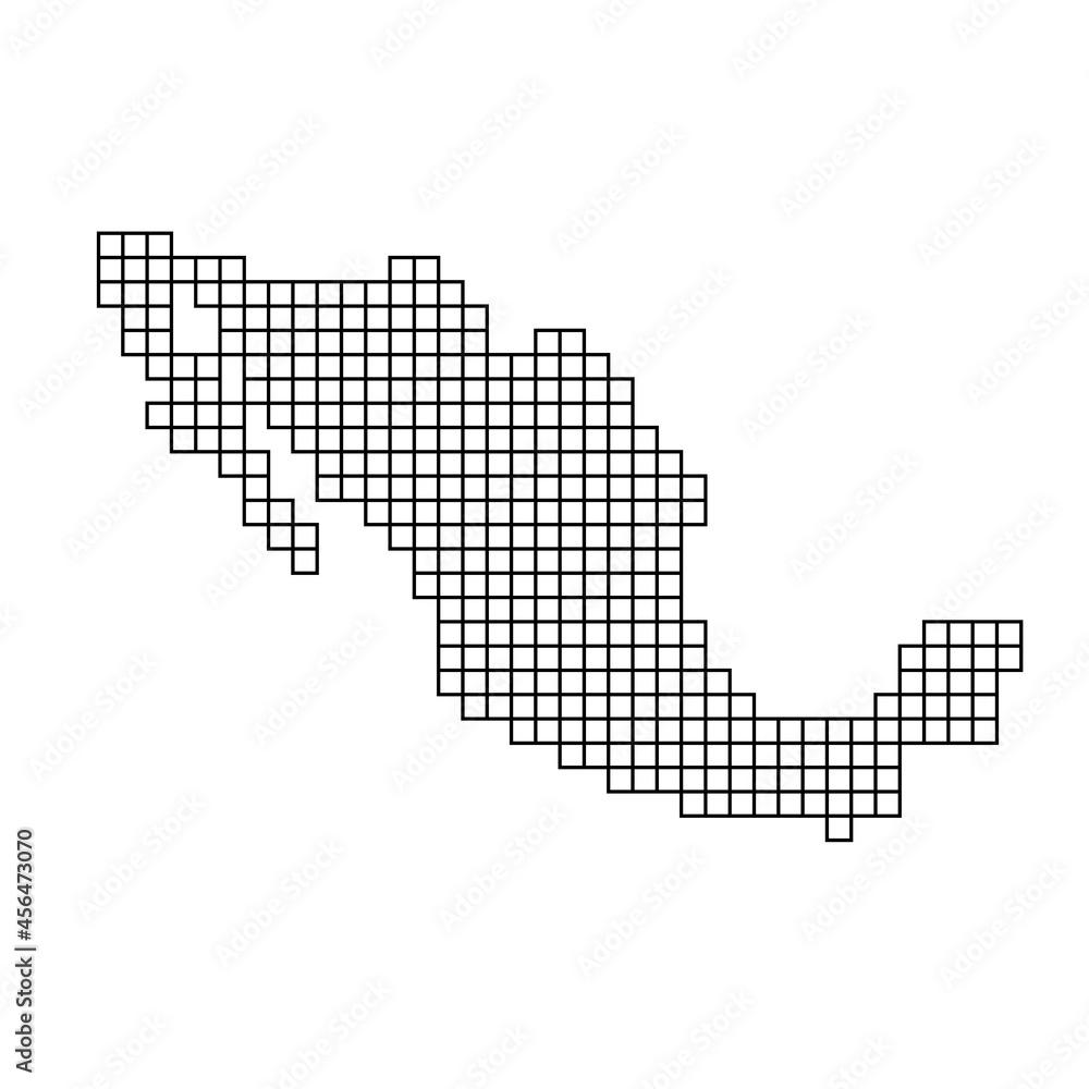 Mexico map silhouette from black pattern mosaic structure of squares. Vector illustration.