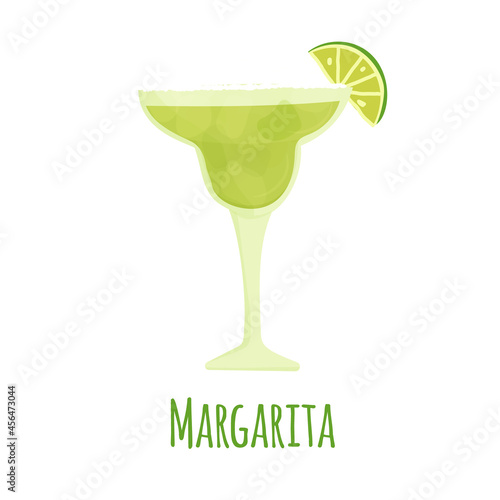 Hand drawn vector illustration of Margarita alcoholic cocktail drinks. Isolated on white background.