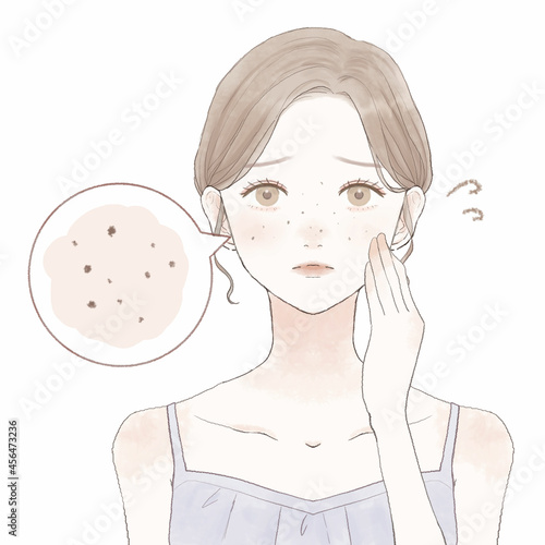 黒ずみ毛穴に悩む女性