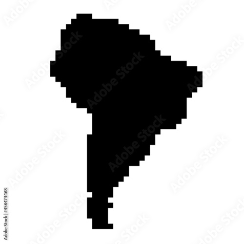 South America map silhouette from black square pixels. Vector illustration.