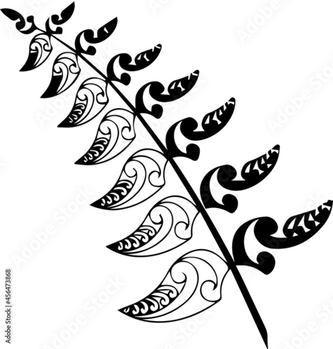 Fern leaf isolated on white background. Simple vector illustration tattoo tribal.