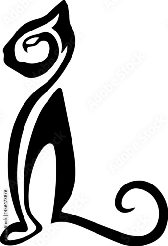 Black and white simple line art of Egypt sphinx cat head Good use for symbol mascot icon avatar tattoo tribal T Shirt logo or any design.