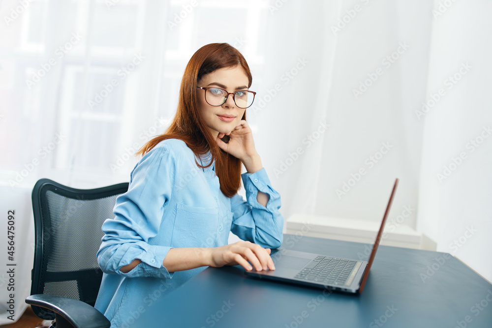 woman in front of laptop work fatigue lifestyle manager woman in front of laptop work fatigue lifestyle manager