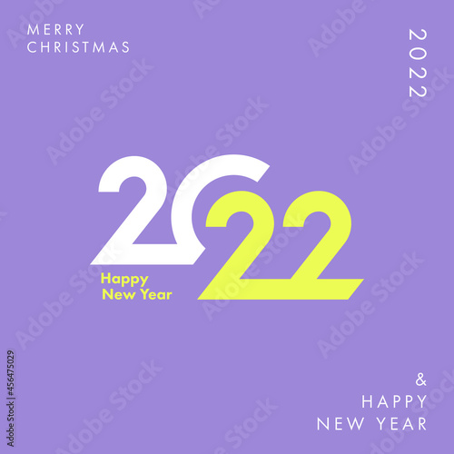 Creative concept of 2022 Happy New Year poster. Design template with typography logo 2022 for celebration and season decoration. Minimalistic trendy background for branding, banner, cover, card