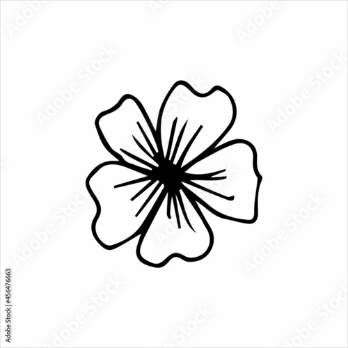 A single element is a flower drawn by hand. Vector black and white doodle illustration for logo, design and postcards.