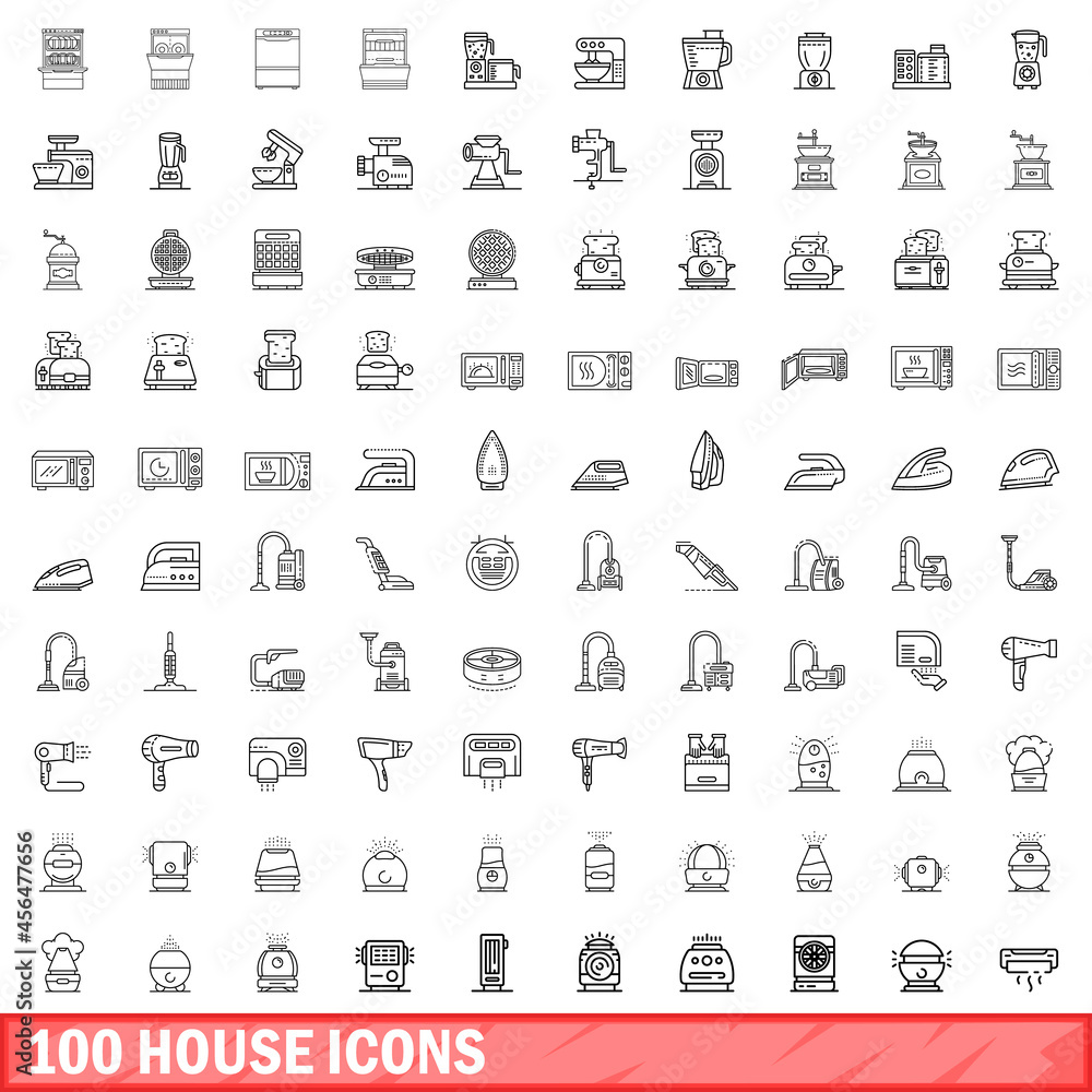 100 house icons set. Outline illustration of 100 house icons vector set isolated on white background 100 house icons set. Outline illustration of 100 house icons vector set isolated on white background