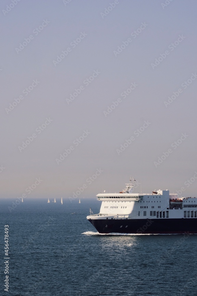A passenger ship underway off the German coast