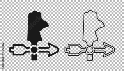 Black Rooster weather vane icon isolated on transparent background. Weathercock sign. Windvane rooster. Vector