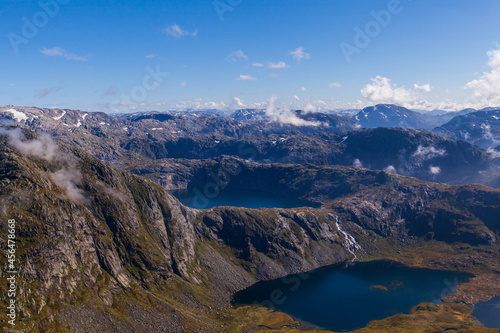 Beautiful view of the mountains in Rosendal Norway. On a hiking trip to Bjørndalstraversen.