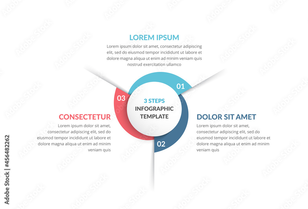 Fototapeta premium Circle infographic template with three steps or options, process chart