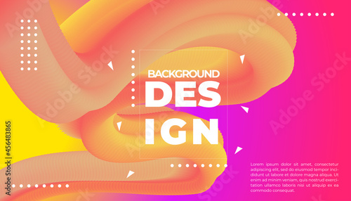 3d Wave. Vibrant Background. Fluid Colors. Wave Pattern. Summer Poster. Color Gradient. Flow Shape. Abstract Cover. Summer Colors. Vector Illustration. Fluid Flow.