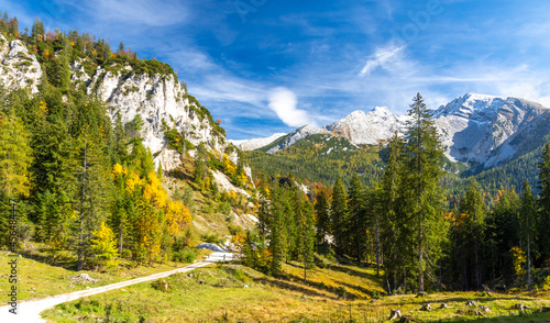 beautiful view on bavarian Alps during autumn in Berchtesgaden in Germany