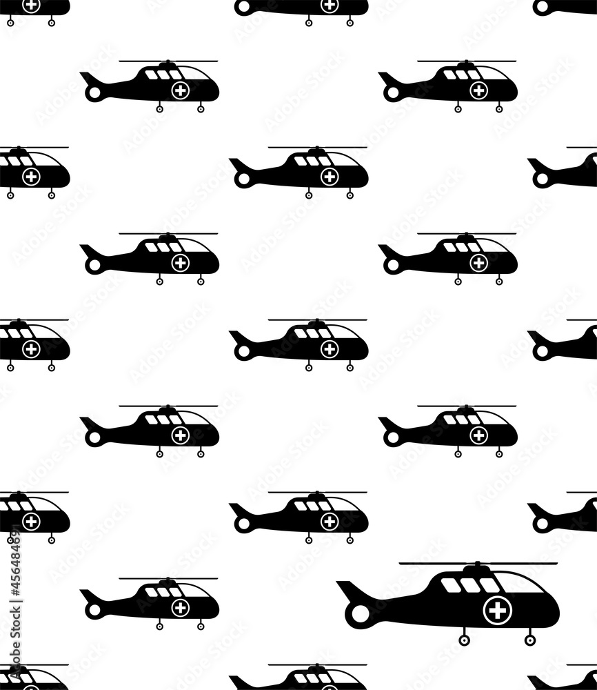 Air Ambulance Helicopter Icon Seamless Pattern, Air Ambulance Icon
