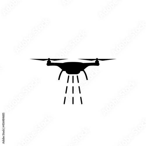 Smart farm with drone control for seed planting icon isolated on white background