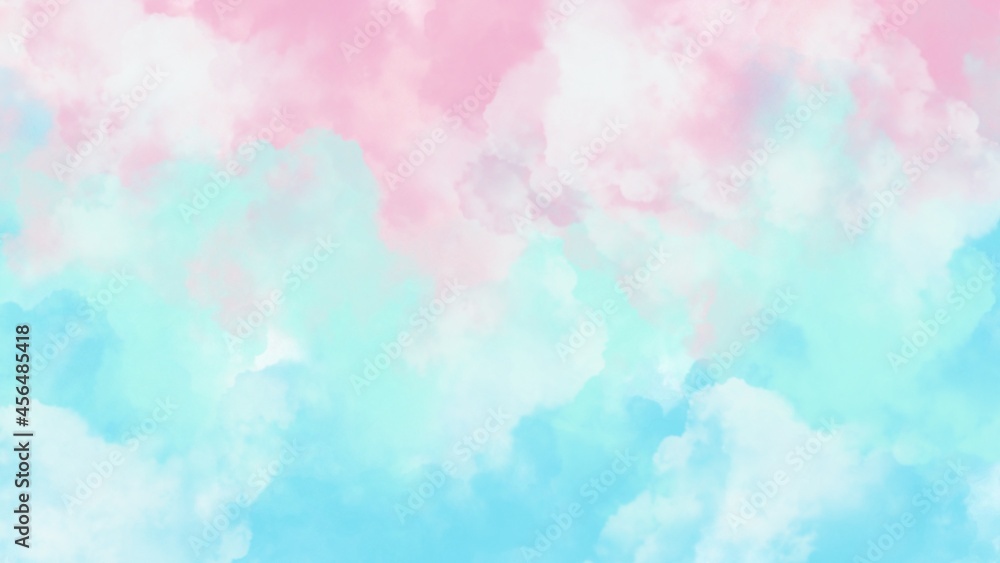 Abstract painting art with sky blue and pink cloud paint brush for presentation, website background, banner, wall decoration, or t-shirt design Abstract painting art with sky blue and pink cloud paint brush for presentation, website background, banner, wall decoration, or t-shirt design